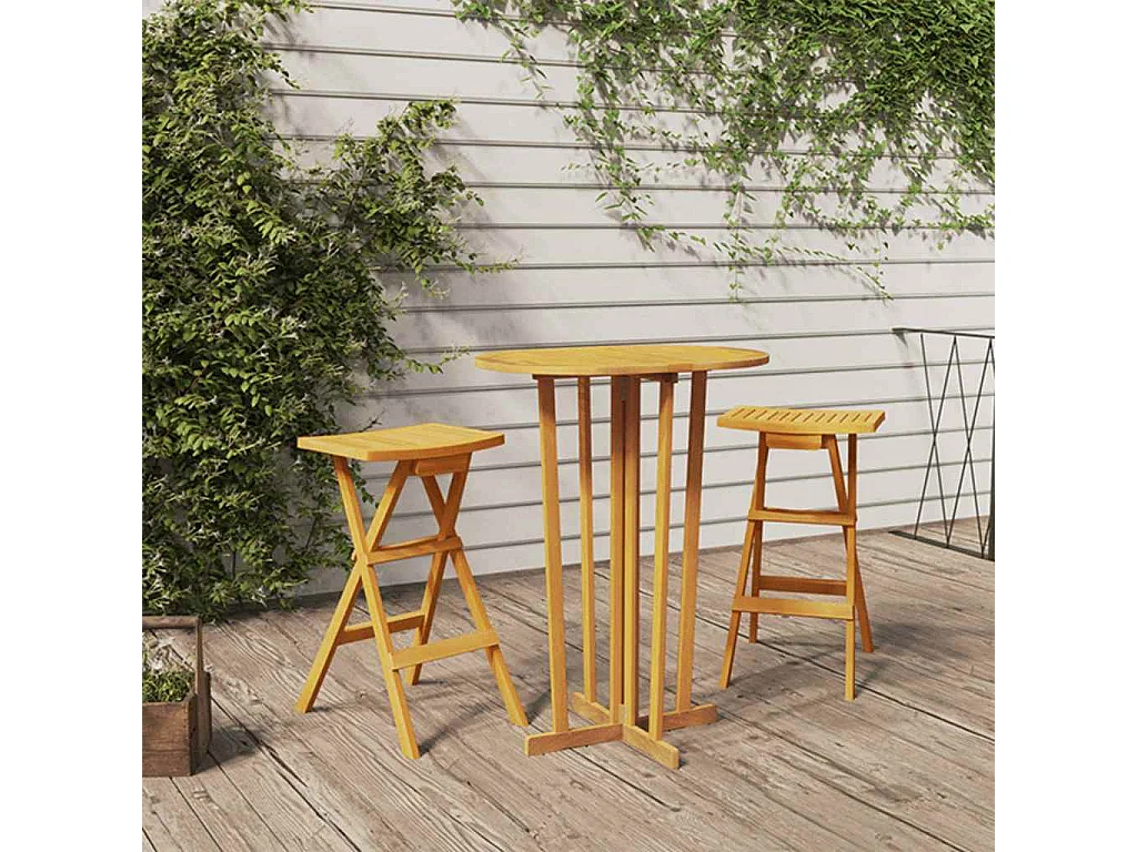 Tavolo da Bar Pieghevole 90x65x105 cm in Legno Massello di Teak