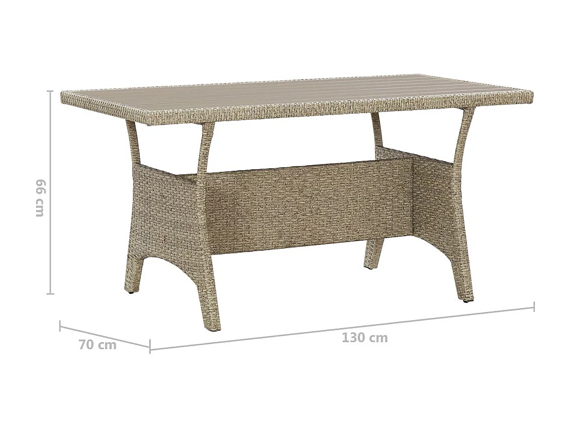Table de jardin Gris 130x70x66 cm Résine tressée