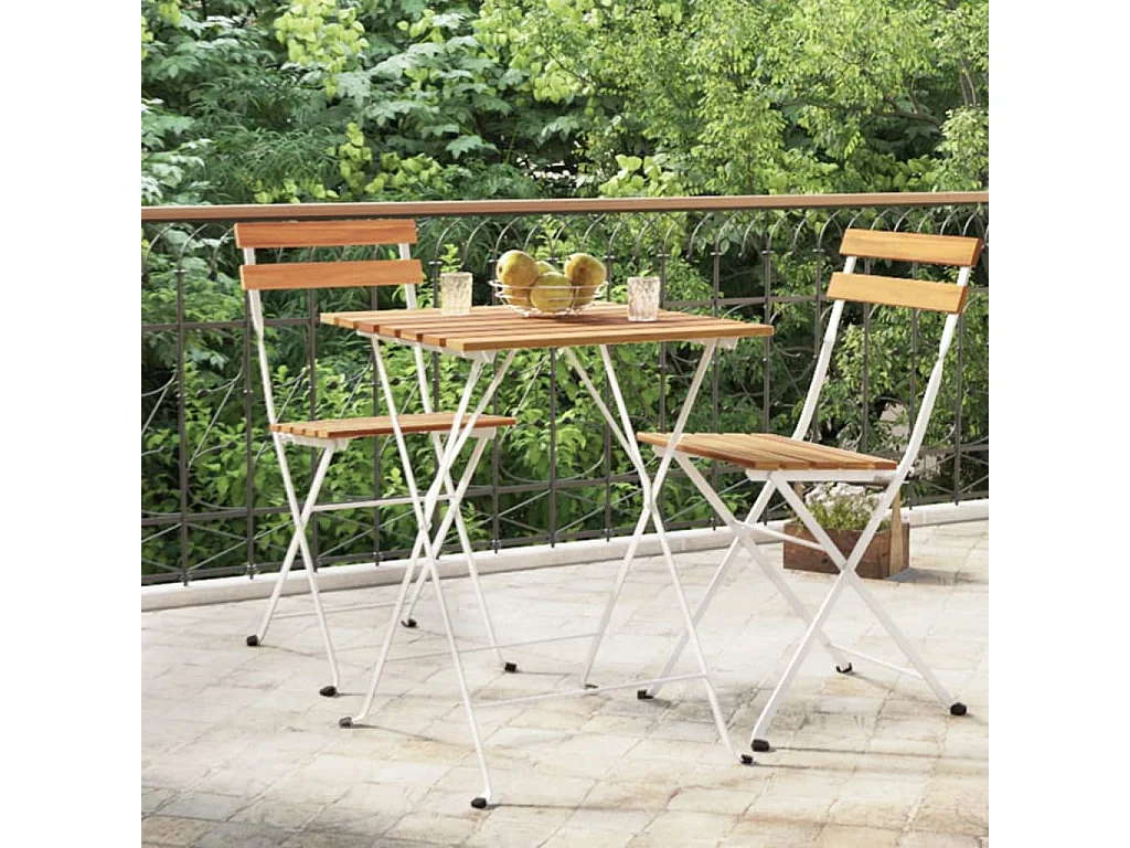 Table de bistro pliante 55x54x71cm Bois acacia solide et acier