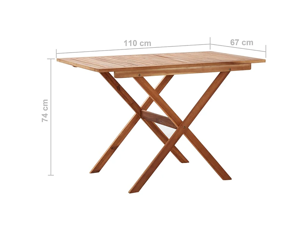 Tavolo da Giardino 110x67x74 cm in Legno Massello di Acacia