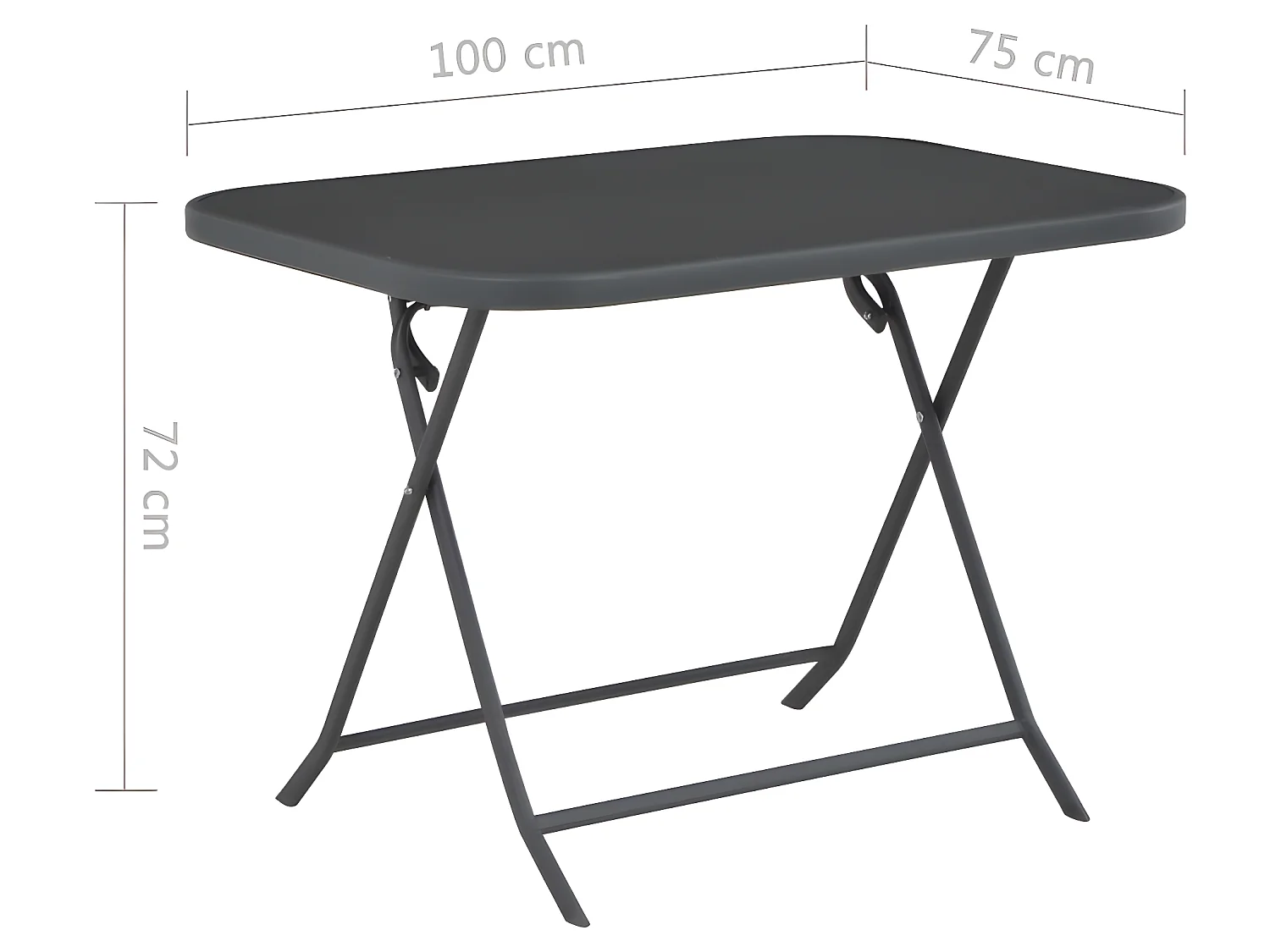 Table pliable de jardin Gris 100x75x72 cm Verre et acier