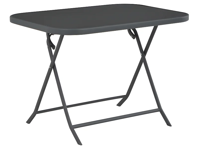 Table pliable de jardin Gris 100x75x72 cm Verre et acier