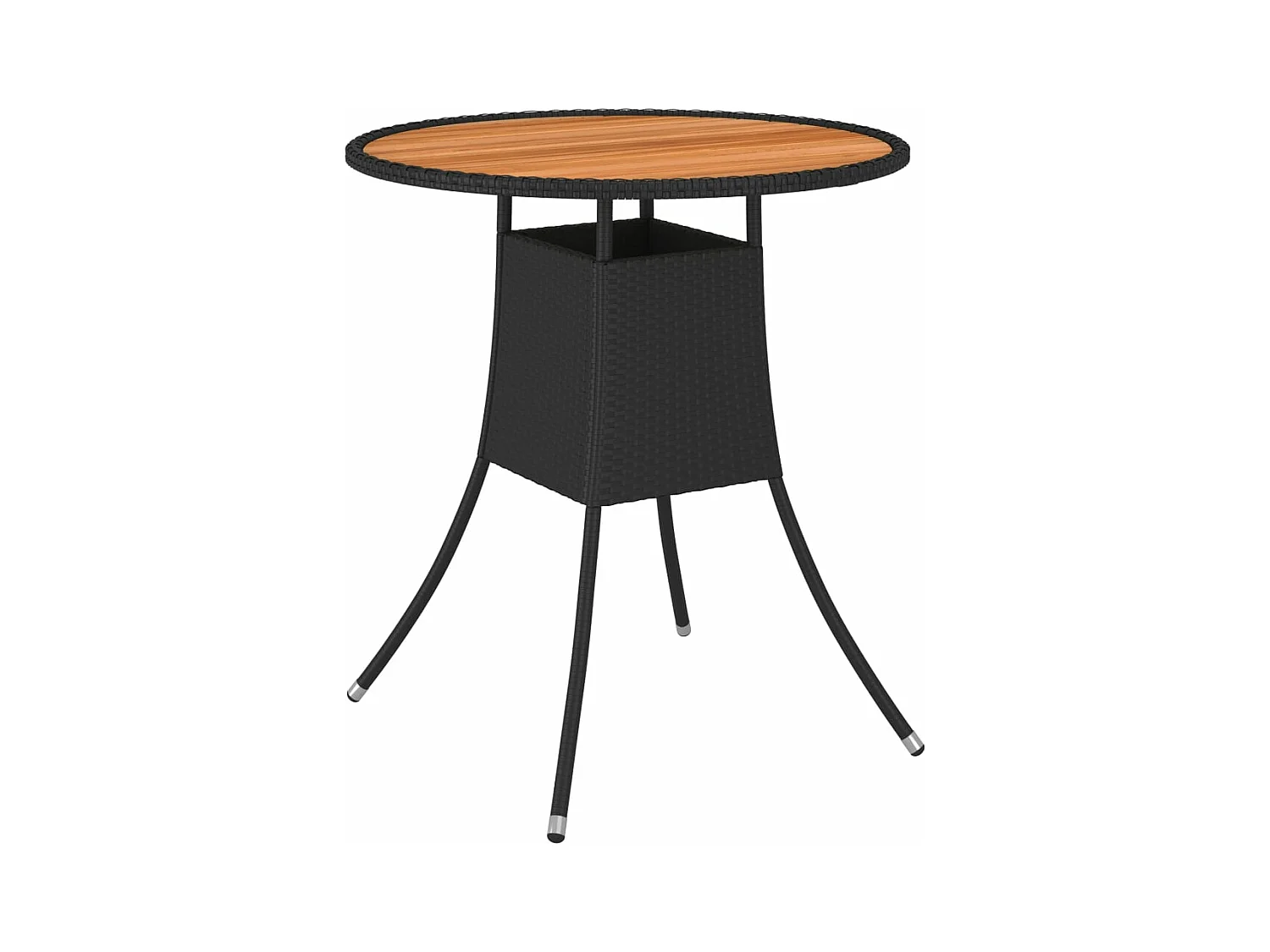 Table à dîner de jardin Noir Ø 70 cm Résine tressée et acacia