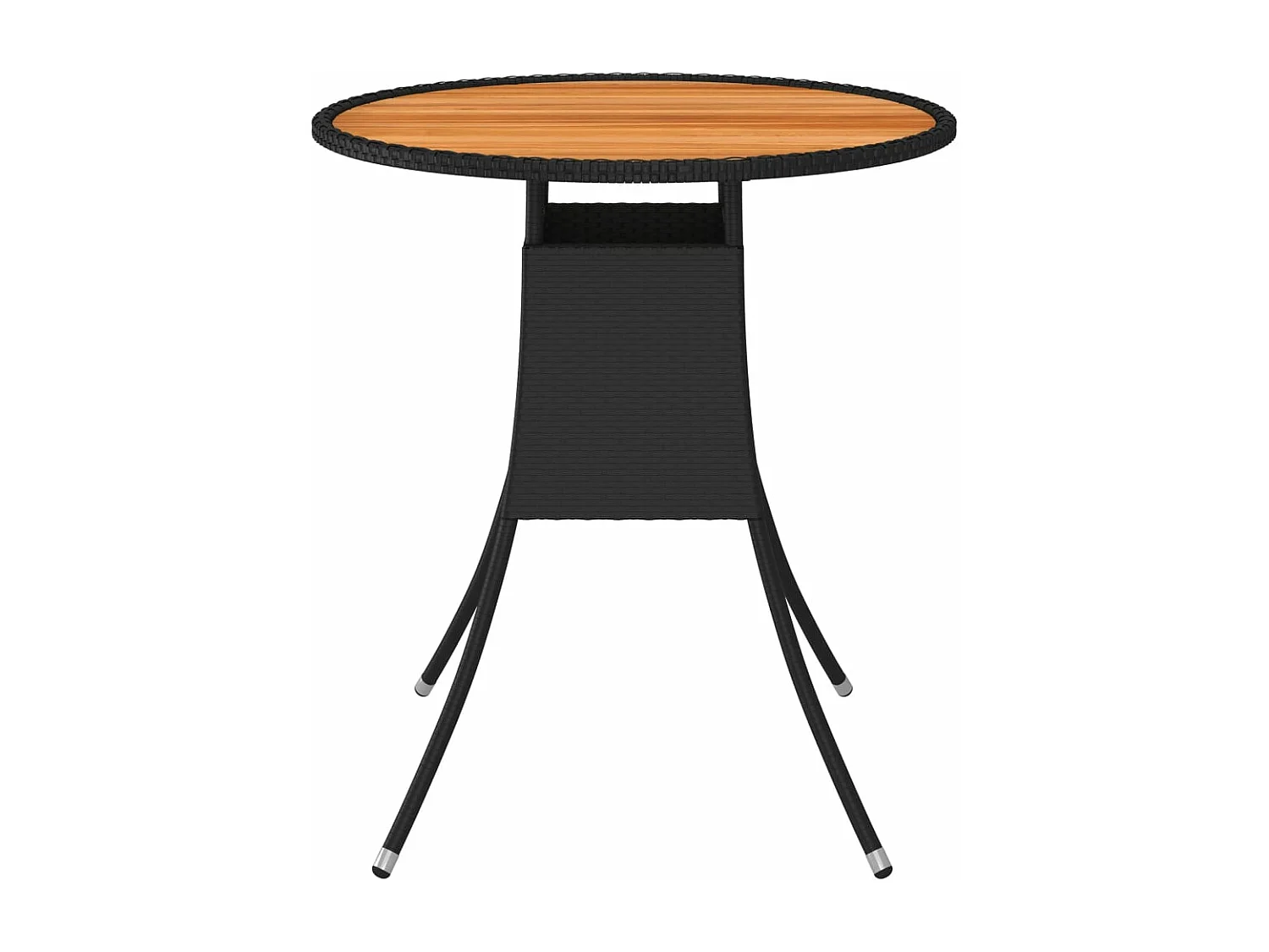 Table à dîner de jardin Noir Ø 70 cm Résine tressée et acacia
