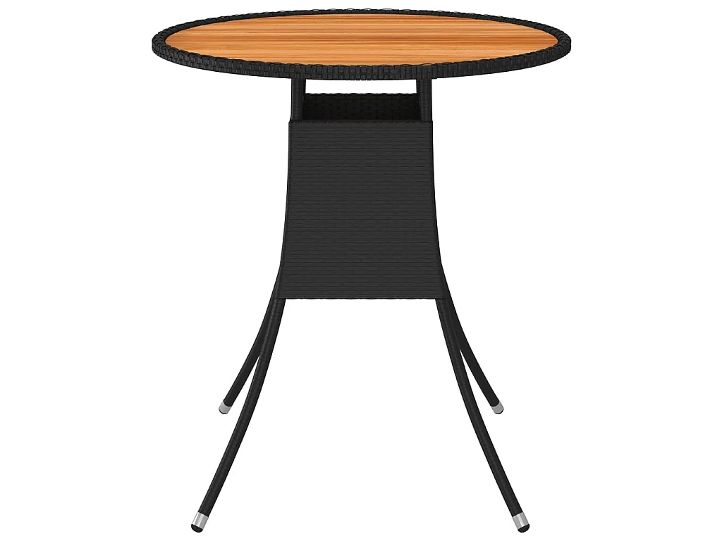 Mesa de comedor de jardín ratán sintético acacia negro Ø 70 cm