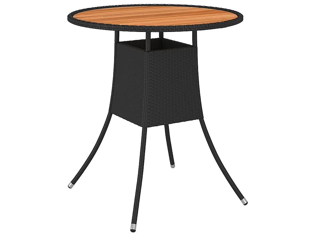 Tuintafel Ø70 cm poly rattan en massief acaciahout zwart
