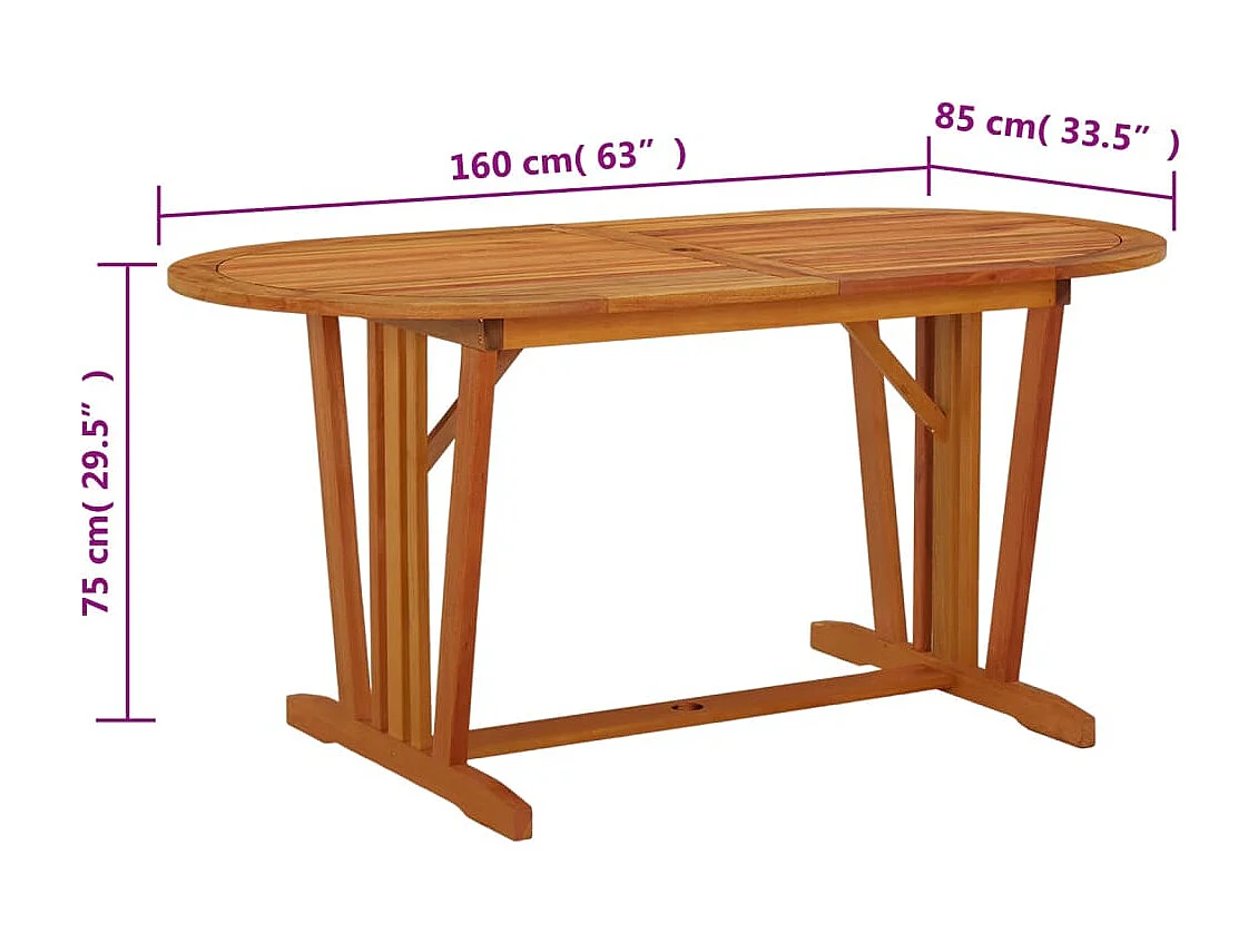 Mesa de jardim 160x85x75 cm madeira de eucalipto maciça