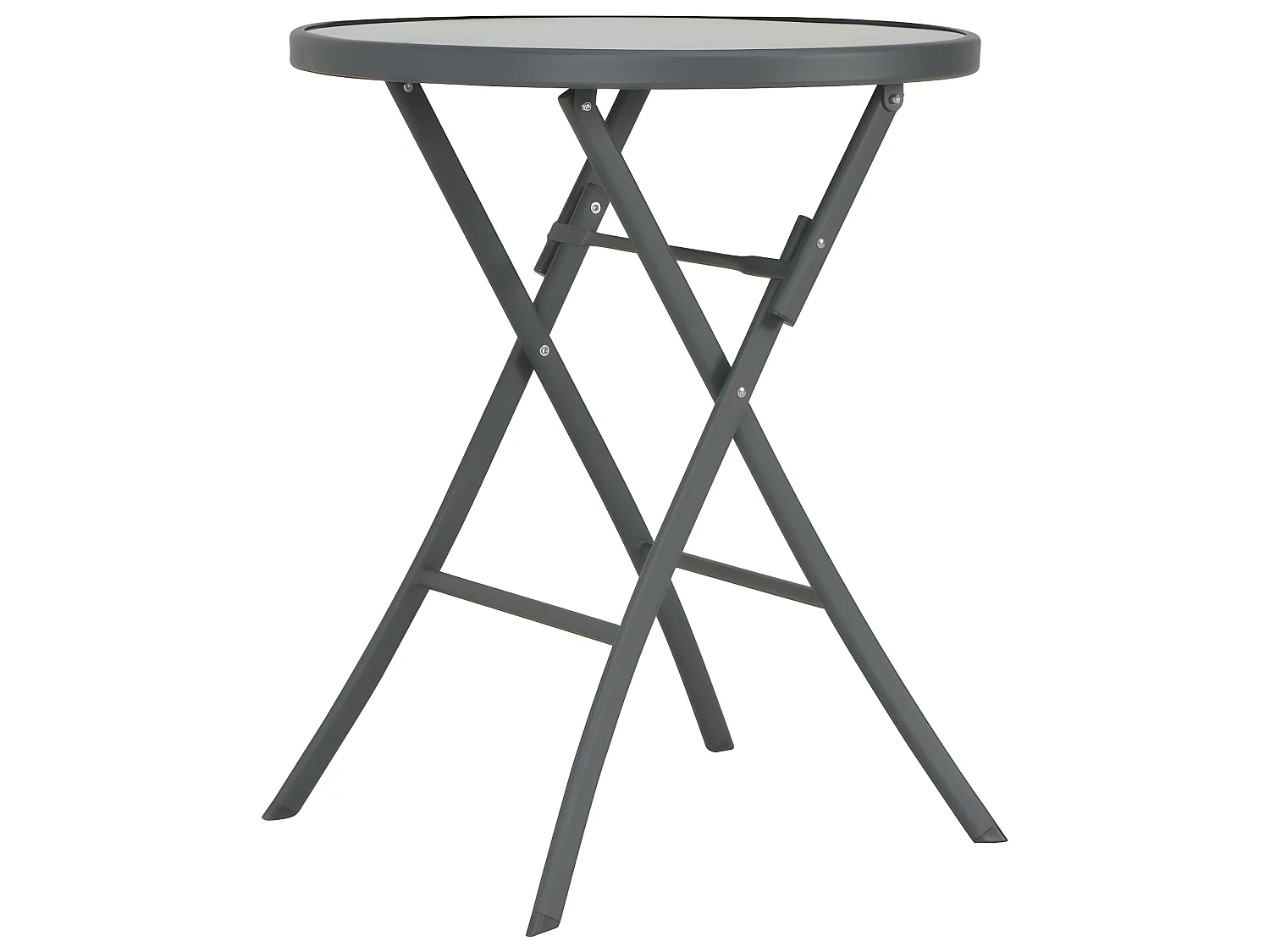 Table de bistro pliable Gris 60 x 70 cm Verre et acier