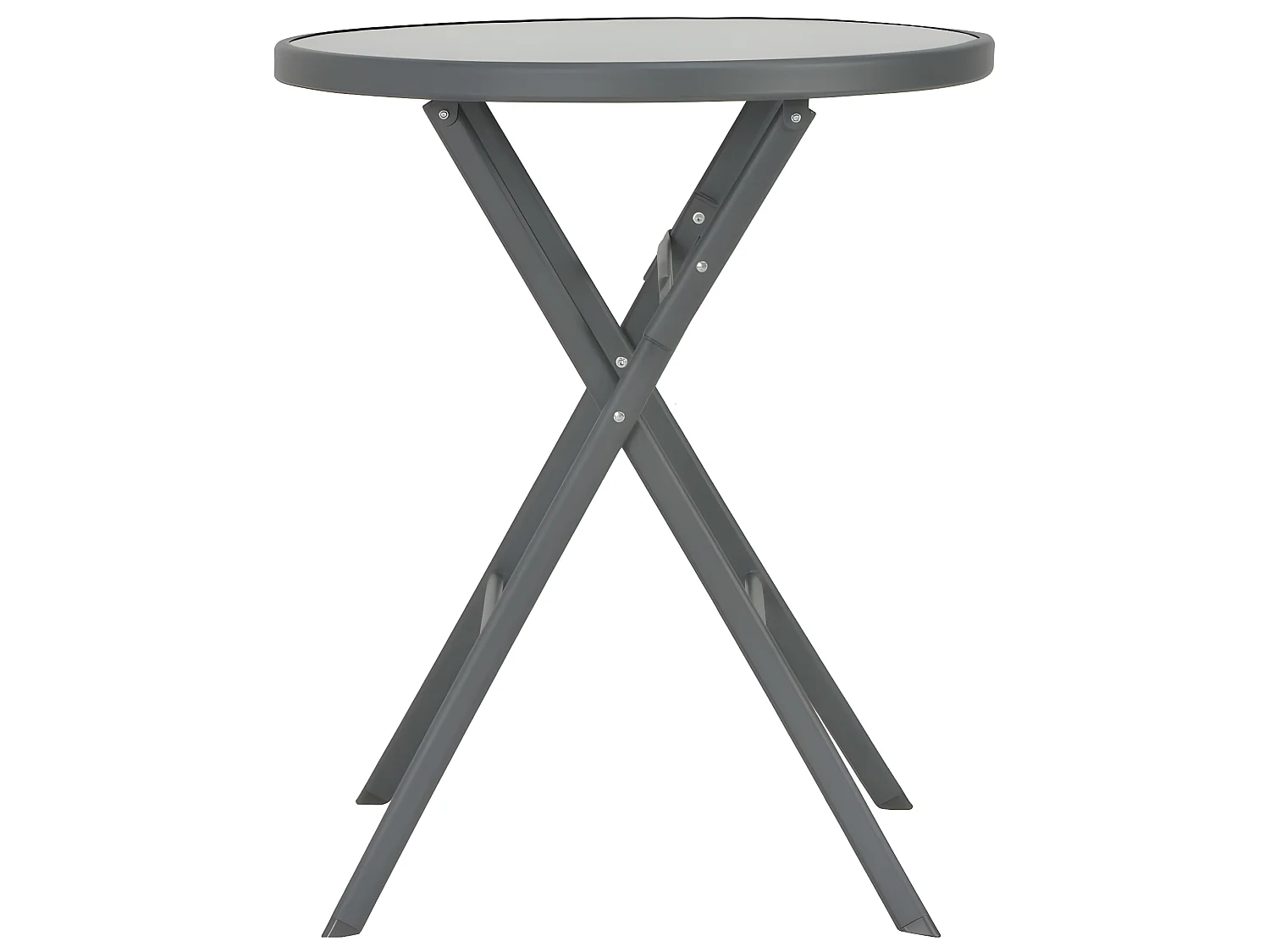 Table de bistro pliable Gris 60 x 70 cm Verre et acier