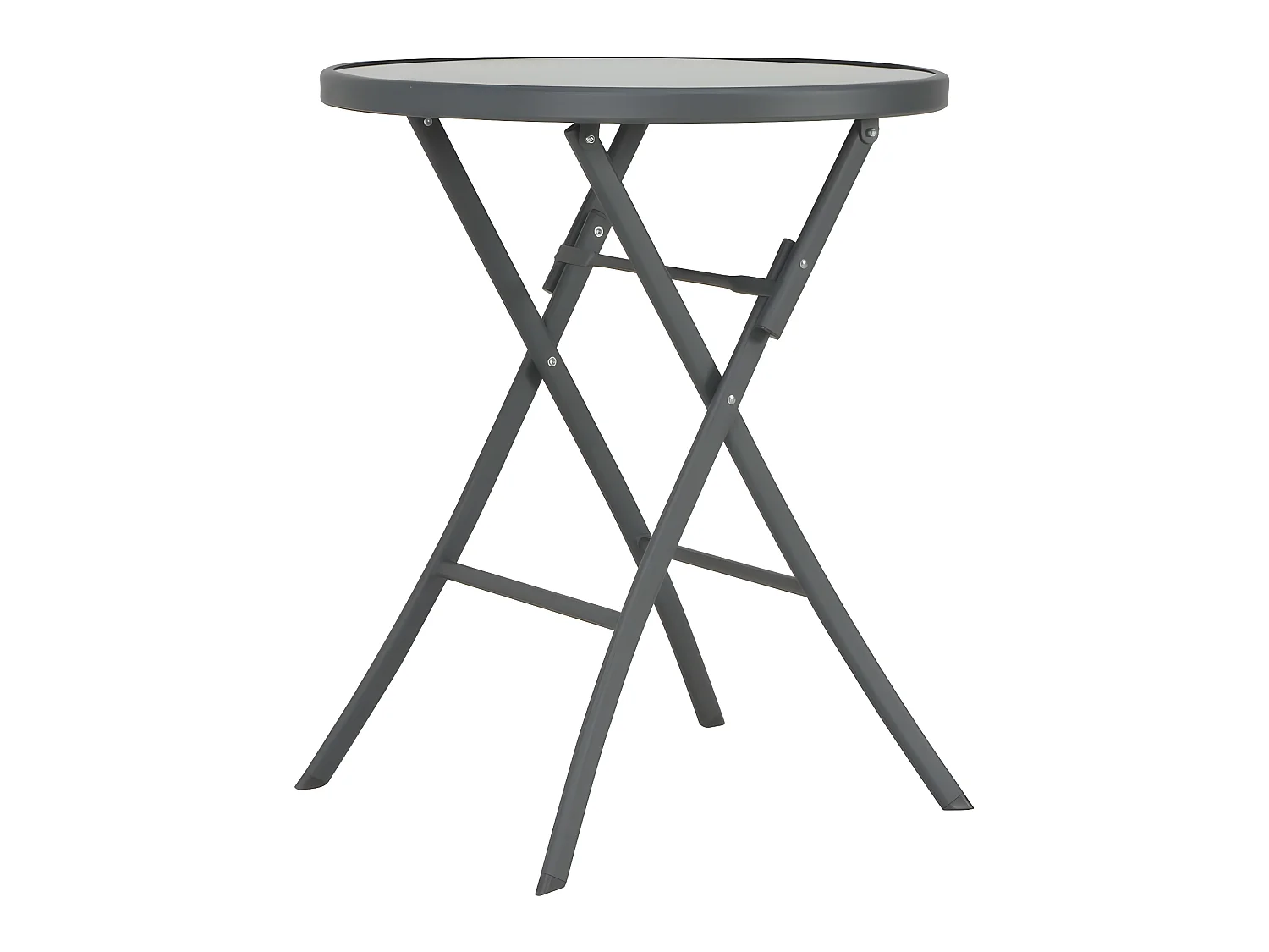 Table de bistro pliable Gris 60 x 70 cm Verre et acier