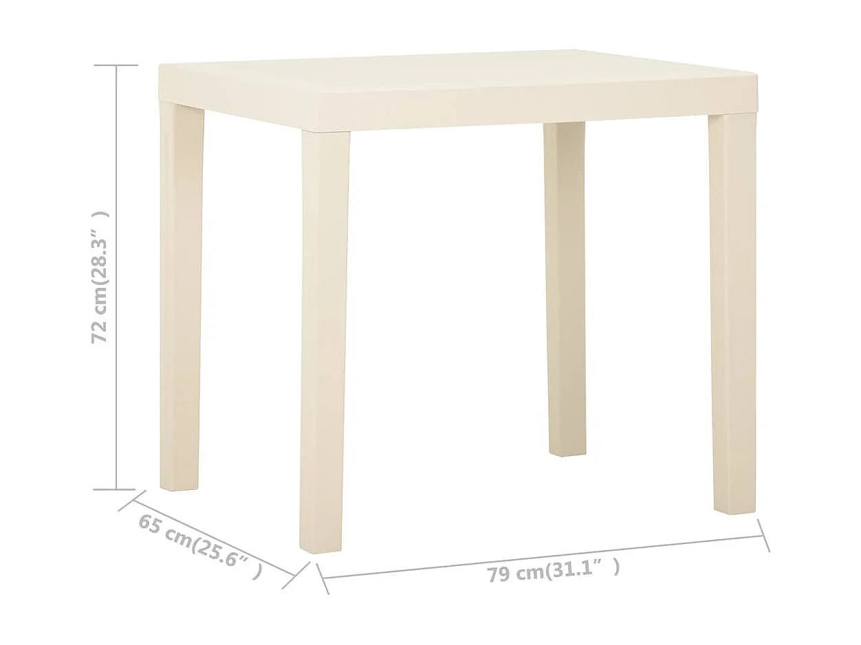 Mesa de jardim 79x65x72 cm plástico branco