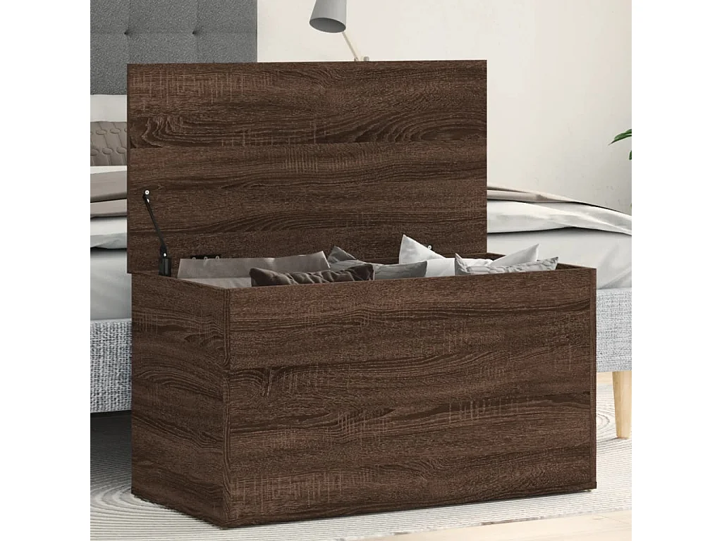 Opbergkist 84x42x46 cm bewerkt hout bruin eikenkleur
