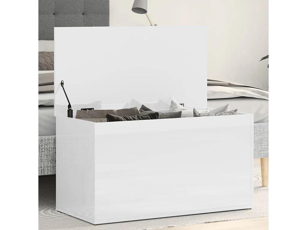 Coffre de rangement Blanc brillant 84x42x46cm Bois d'ingénierie