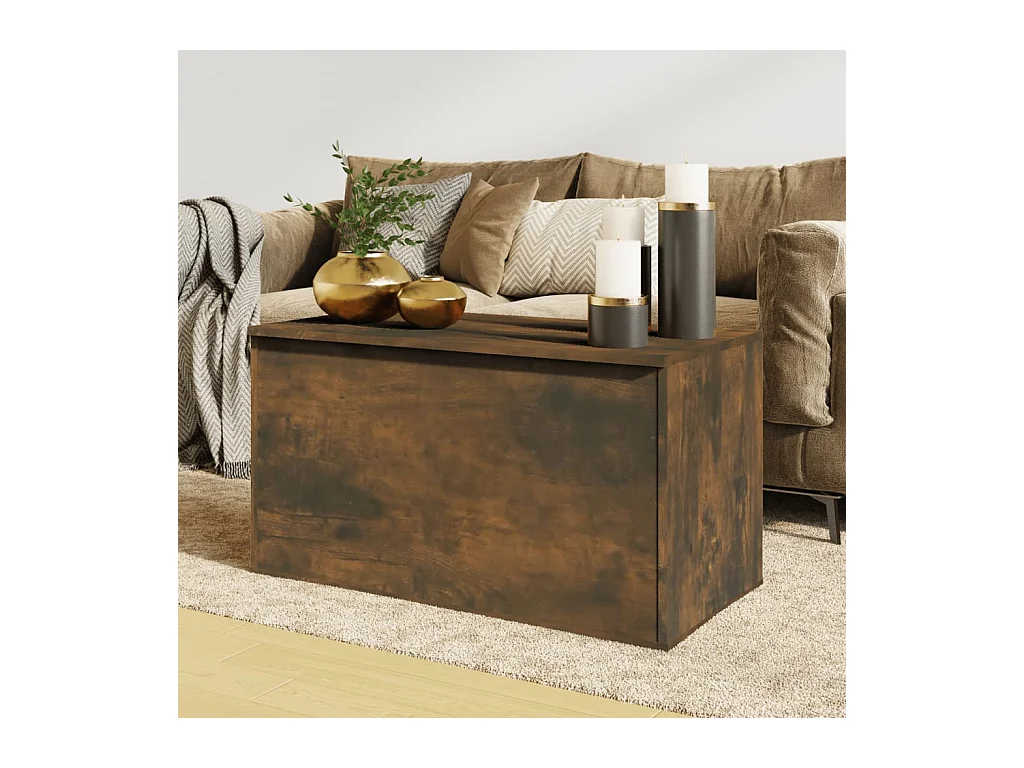 Coffre de rangement Chêne fumé 84x42x46 cm Bois d'ingénierie