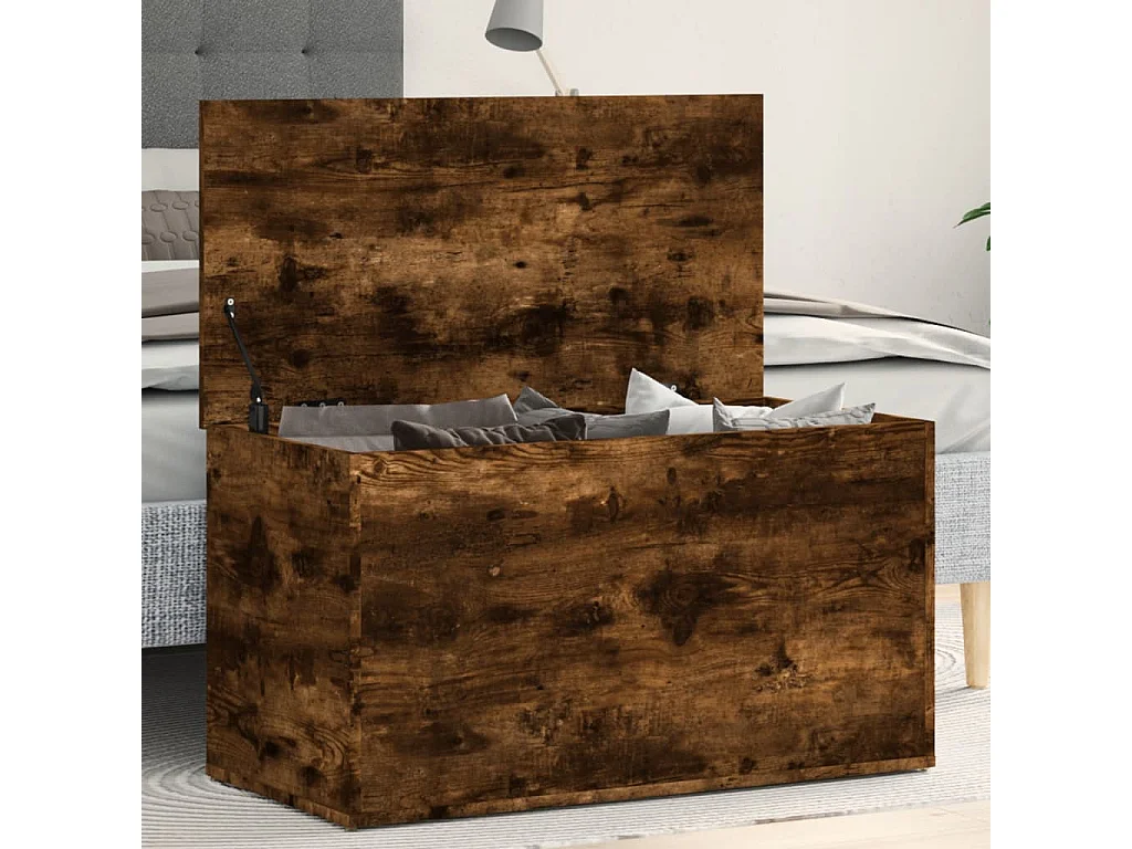 Coffre de rangement Chêne fumé 84x42x46 cm Bois d'ingénierie