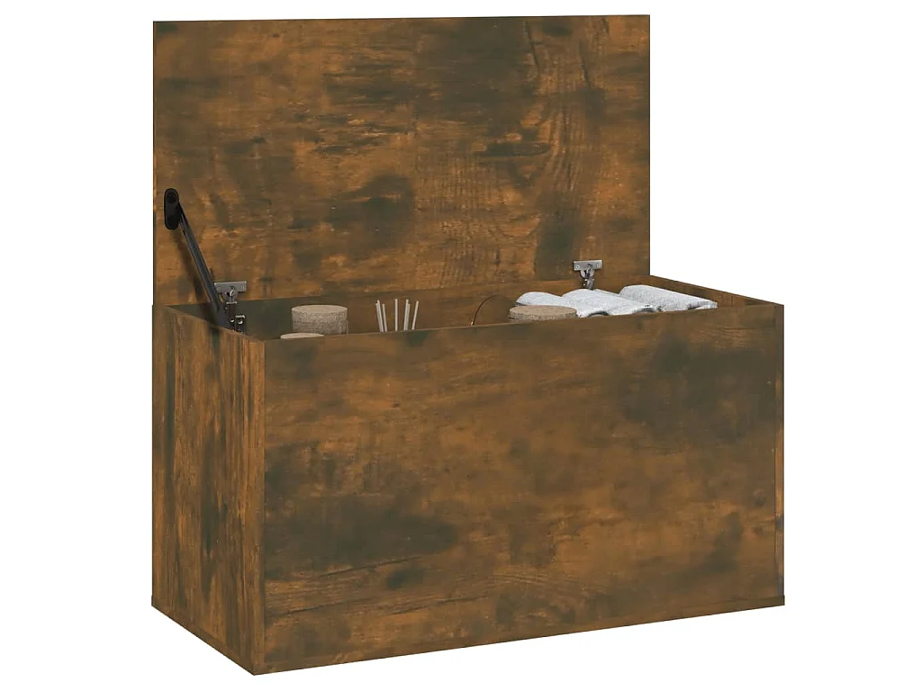 Coffre de rangement Chêne fumé 84x42x46 cm Bois d'ingénierie