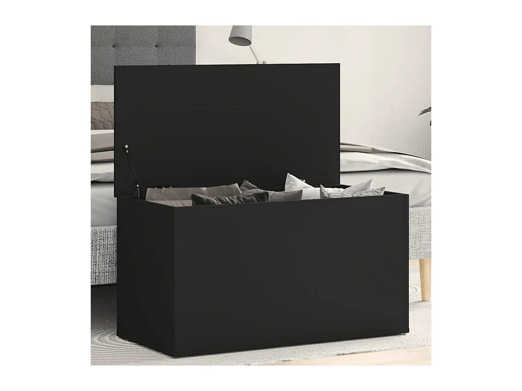 Coffre de rangement Noir 84x42x46 cm Bois d'ingénierie