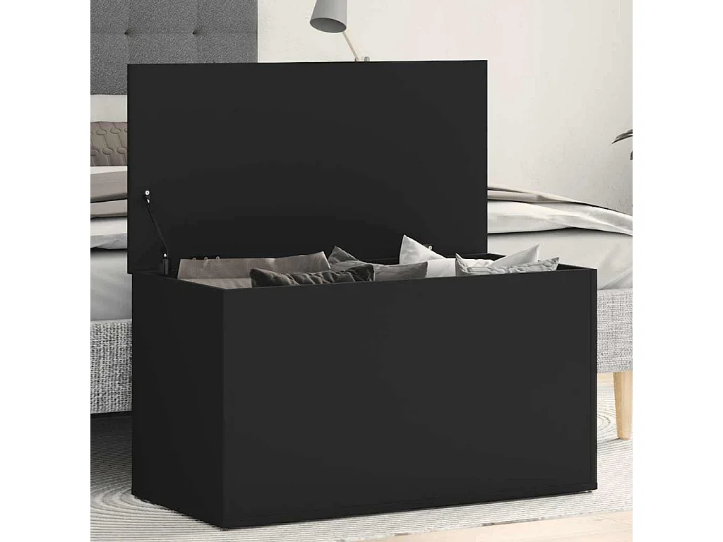 Coffre de rangement Noir 84x42x46 cm Bois d'ingénierie