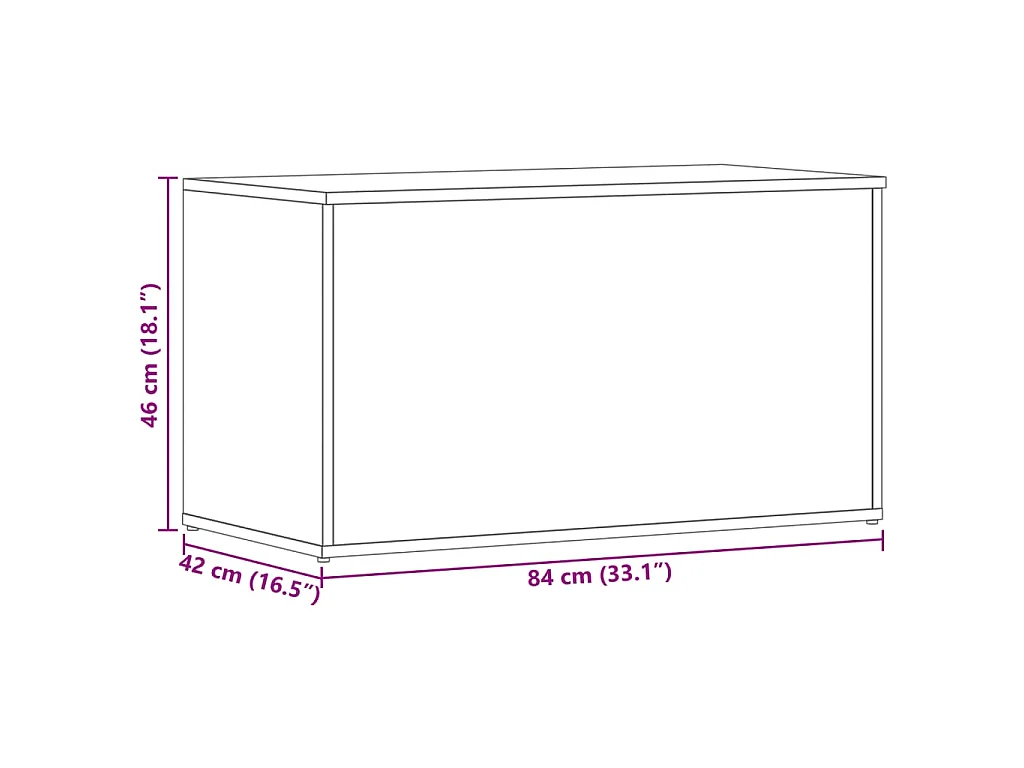 Coffre de rangement Gris béton 84x42x46 cm Bois d'ingénierie
