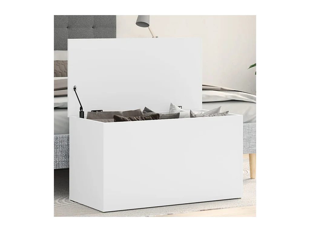 Coffre de rangement Blanc 84x42x46 cm Bois d'ingénierie