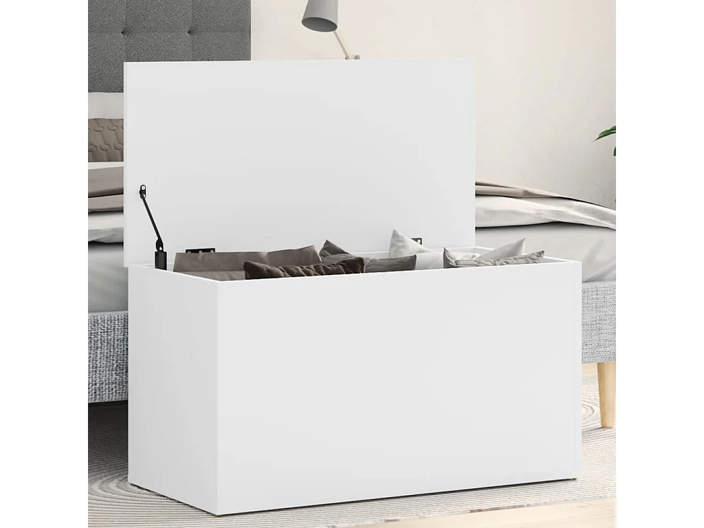 Coffre de rangement Blanc 84x42x46 cm Bois d'ingénierie