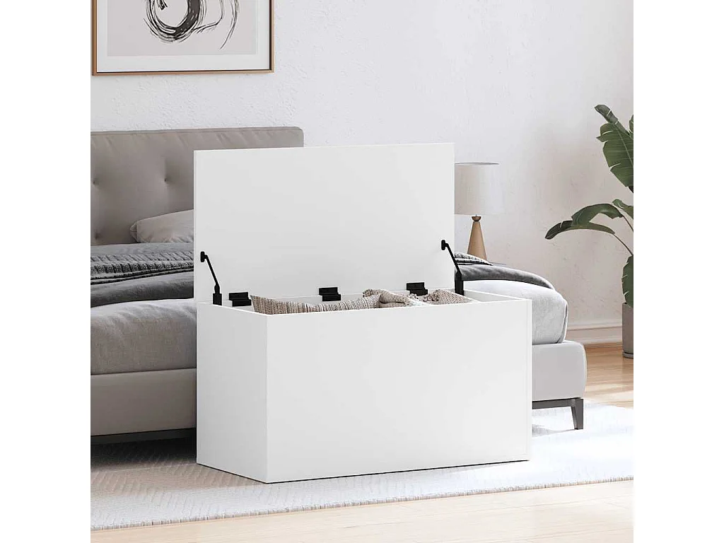 Coffre de rangement Blanc 84x42x46 cm Bois d'ingénierie
