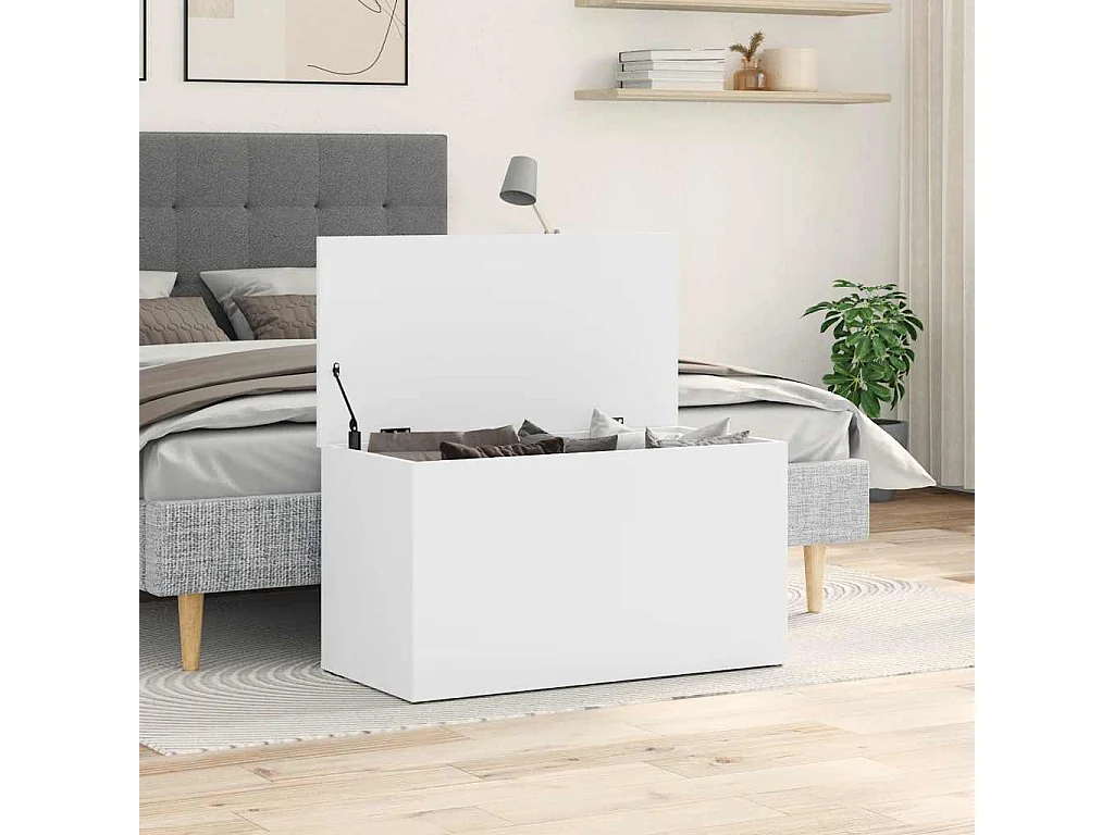 Coffre de rangement Blanc 84x42x46 cm Bois d'ingénierie