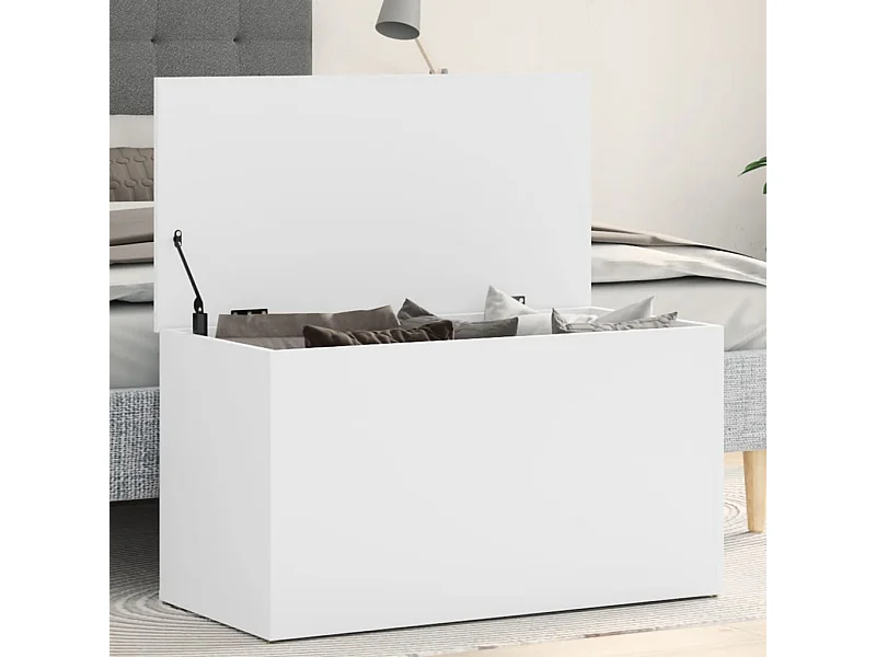 Cassapanca Bianca 84x42x46 cm in Legno Ingegnerizzato