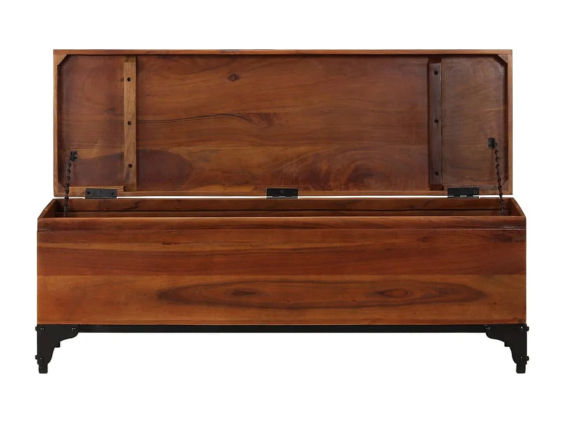 Baúl de almacenaje de madera maciza de acacia 110x35x41 cm