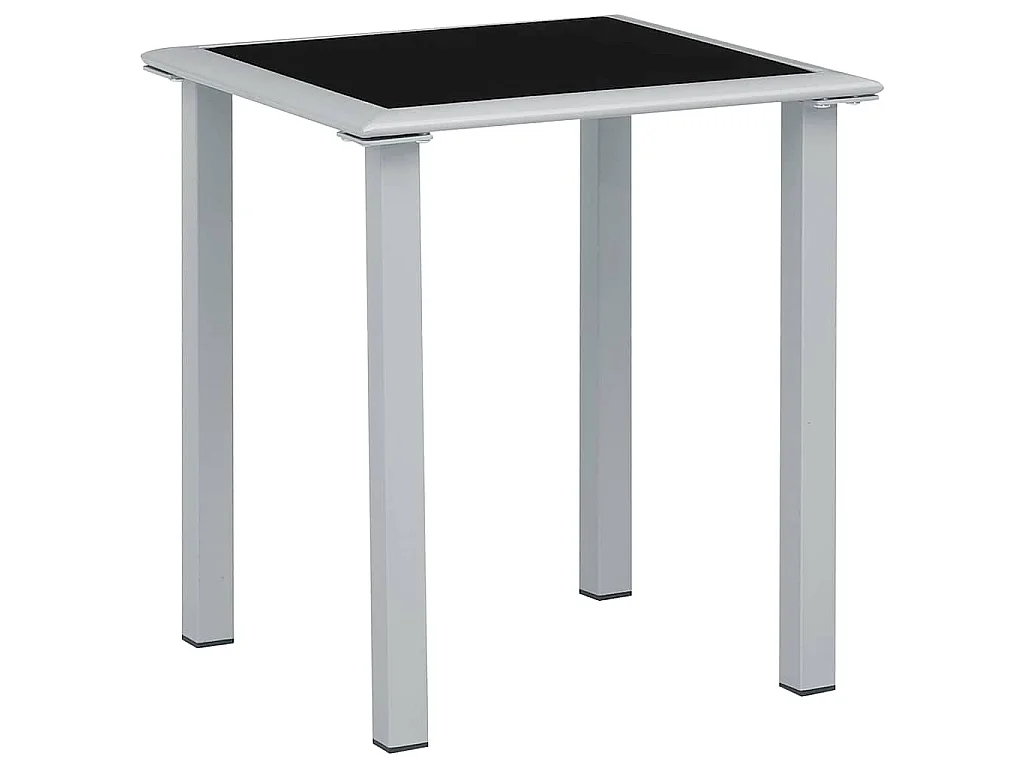 Table de jardin Noir et argenté 41x41x45 cm Acier et verre
