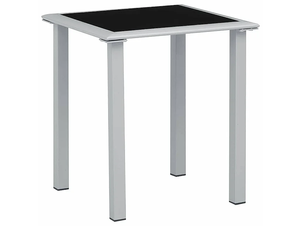 Table de jardin Noir et argenté 41x41x45 cm Acier et verre