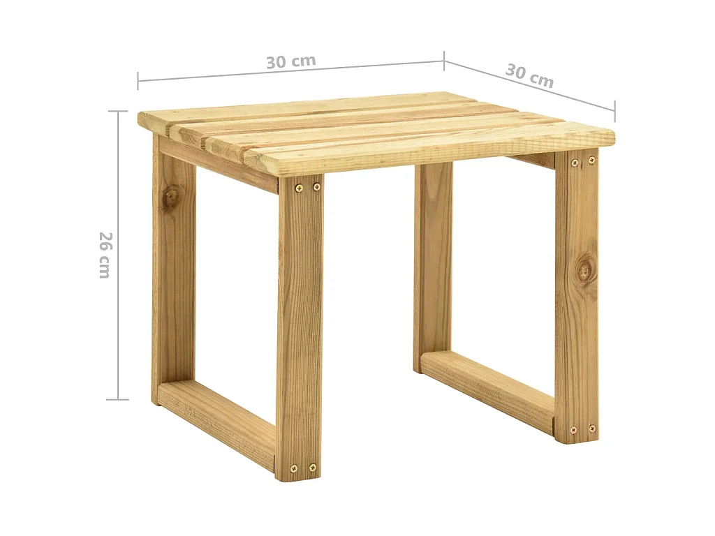 Bijzettafel voor ligbed 30x30x26 cm geïmpregneerd grenenhout