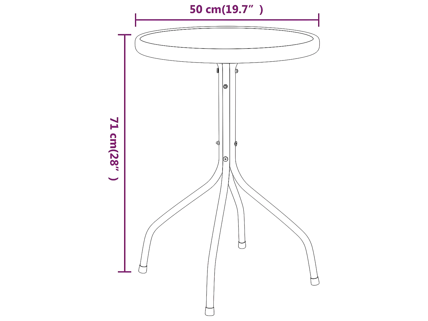 Gartentisch Ø50x71 cm Stahl Anthrazit
