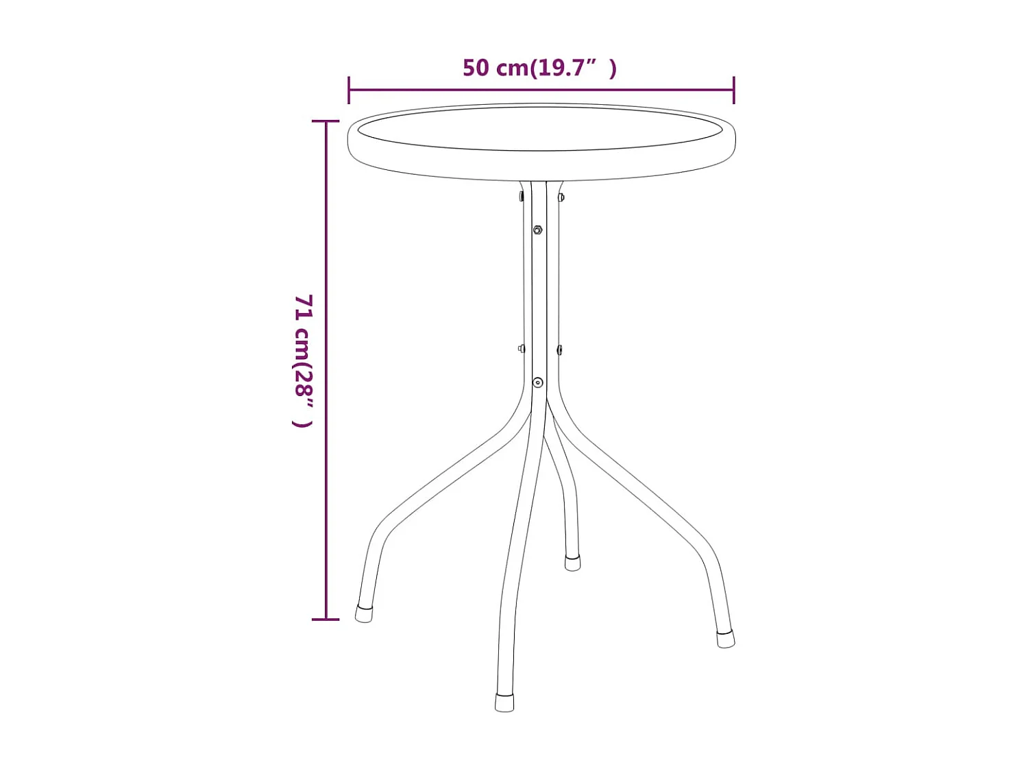 Table de jardin Ø50x71 cm Acier Anthracite