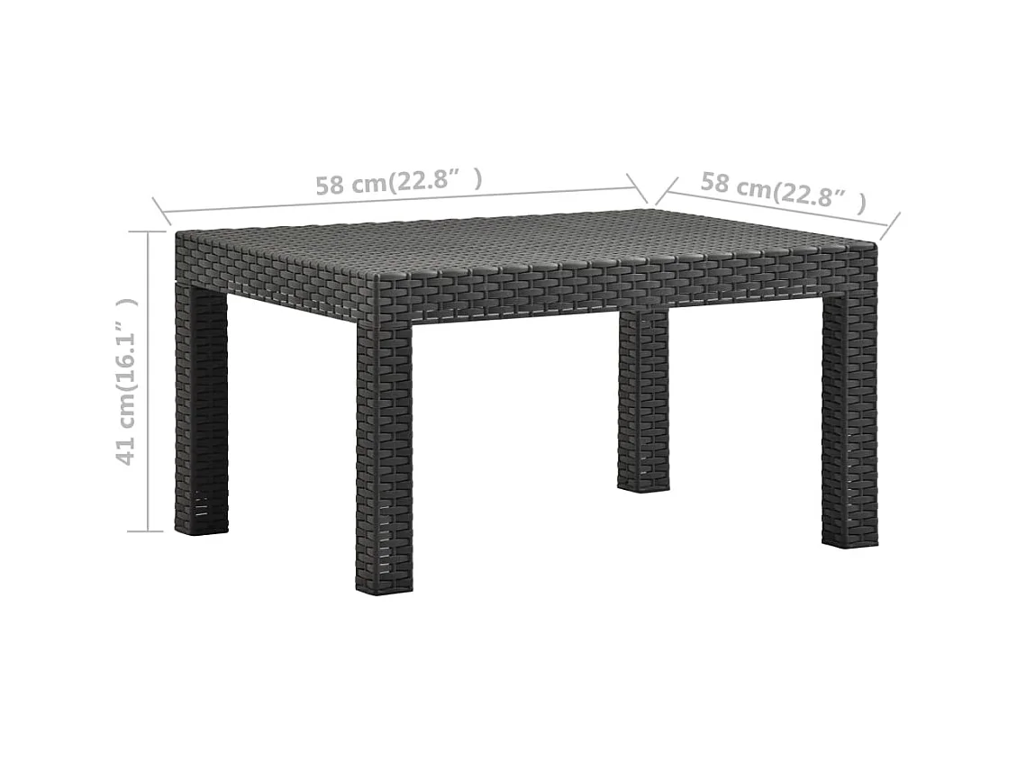 Tuintafel 58x58x41 cm PP rattan antracietkleurig