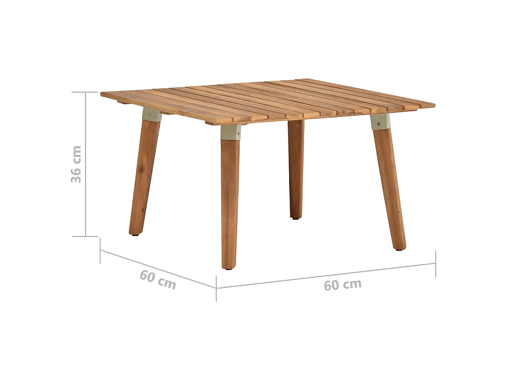 Table basse de jardin 60x60x36 cm Bois solide d'acacia
