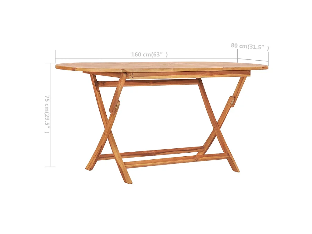 Table pliable de jardin 160x80x75 cm Bois de teck solide