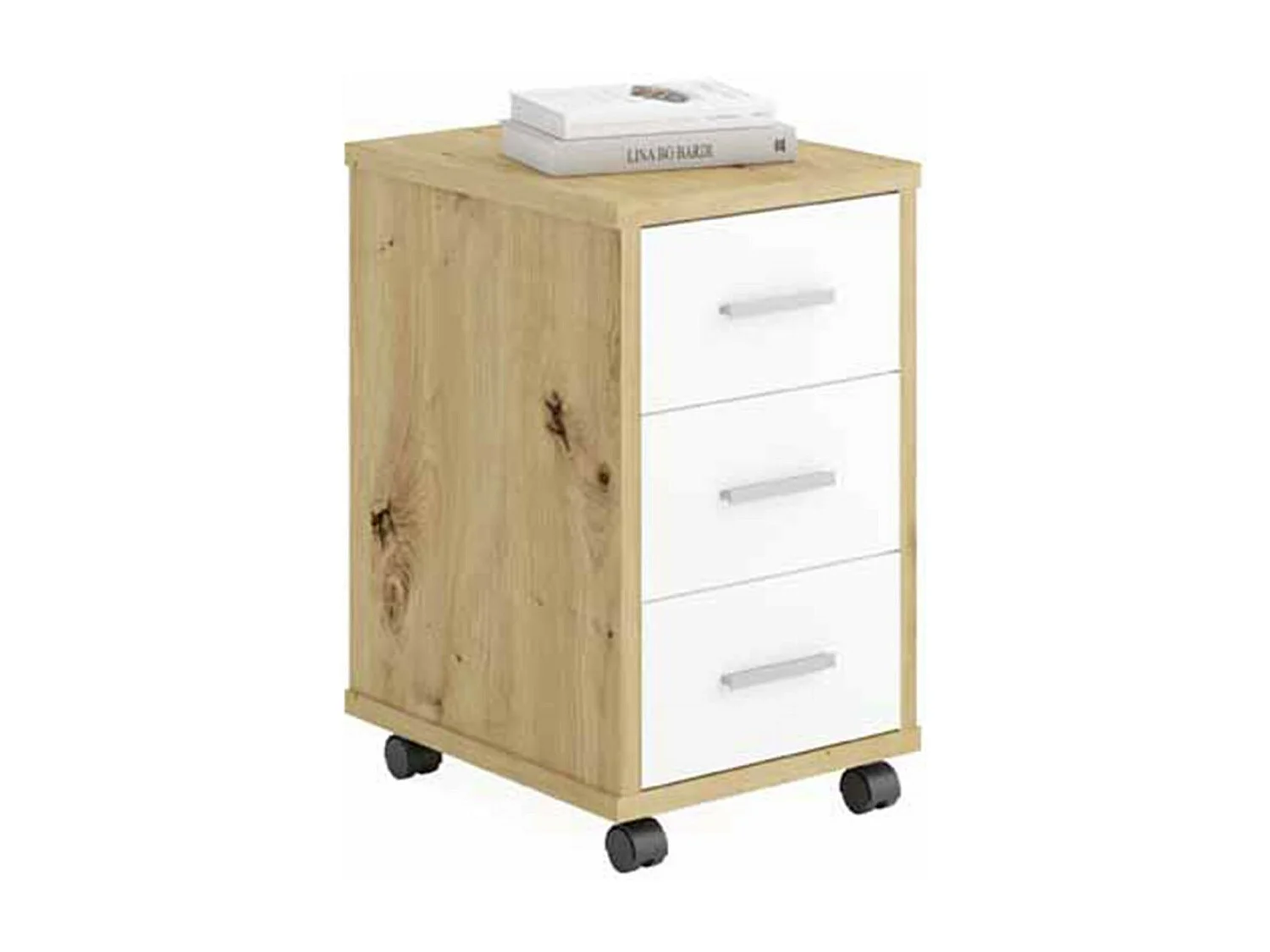 Schedario Mobile con Cassetti Rovere Artigianale Bianco Lucido