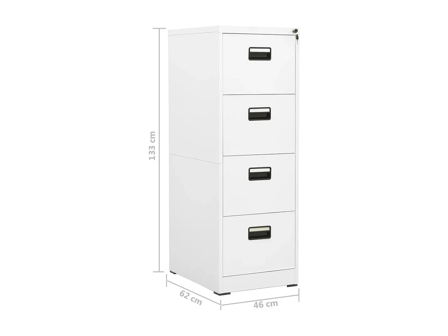 Archiefkast 46x62x133 cm staal wit