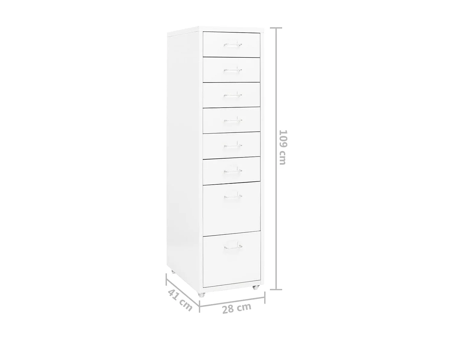 Classeur mobile Blanc 28x41x109 cm Métal