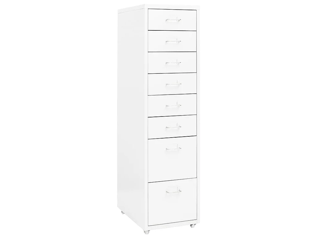 Aktenschrank mit Rollen Weiß 28x41x109 cm Metall