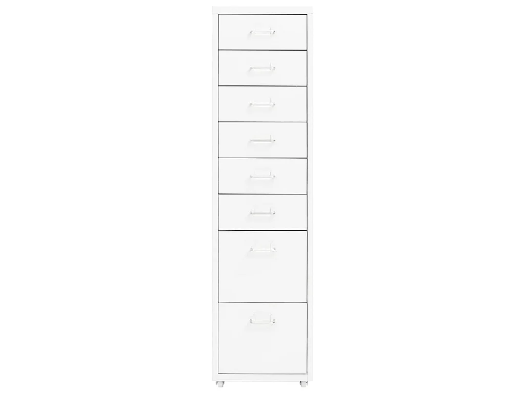 Aktenschrank mit Rollen Weiß 28x41x109 cm Metall