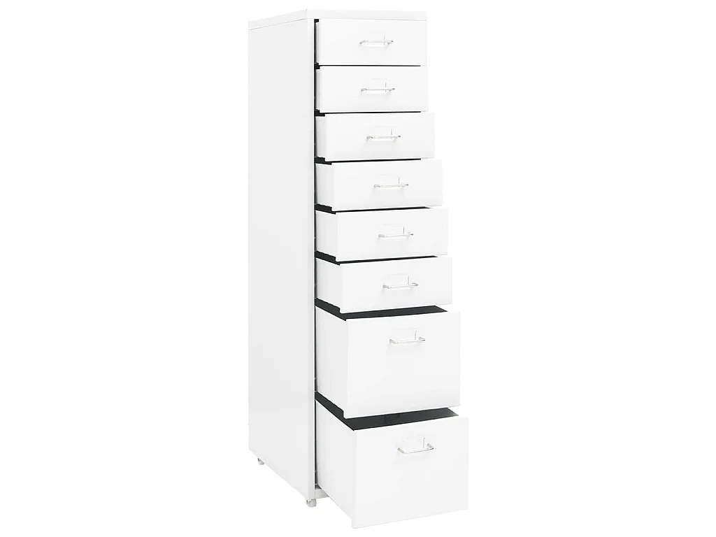 Aktenschrank mit Rollen Weiß 28x41x109 cm Metall
