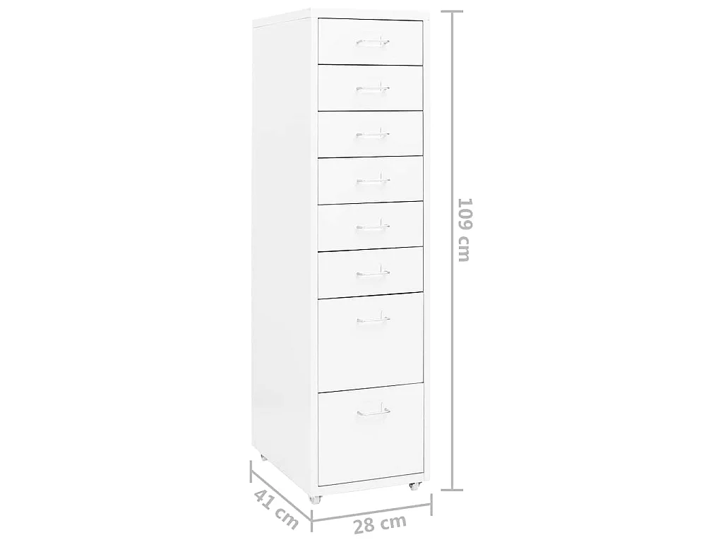 Classeur mobile Blanc 28x41x109 cm Métal
