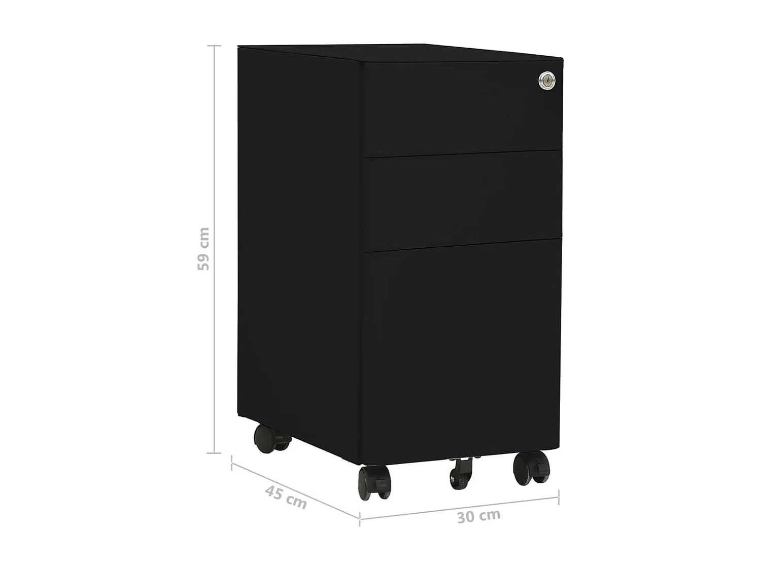 Classeur mobile Noir 30x45x59 cm Acier
