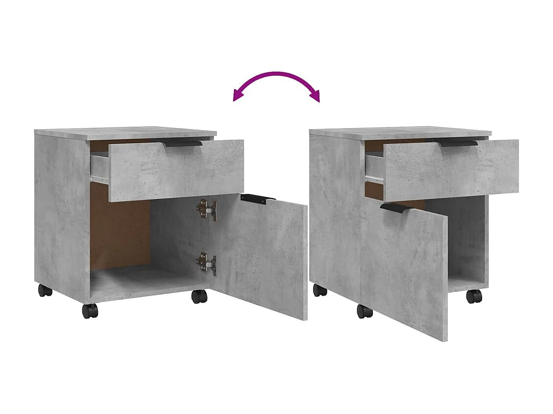 Mobiler Aktenschrank mit Rollen Betongrau 45x38x54 cm