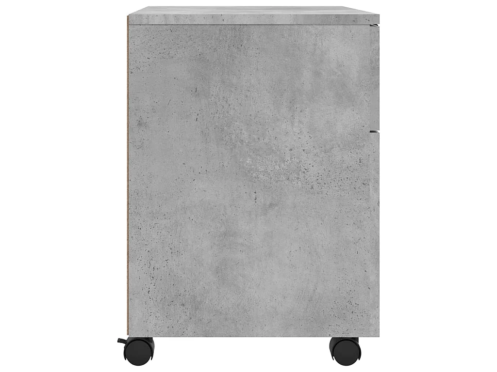 Schedario con Ruote Grigio Cemento 45x38x54cm Legno Multistrato