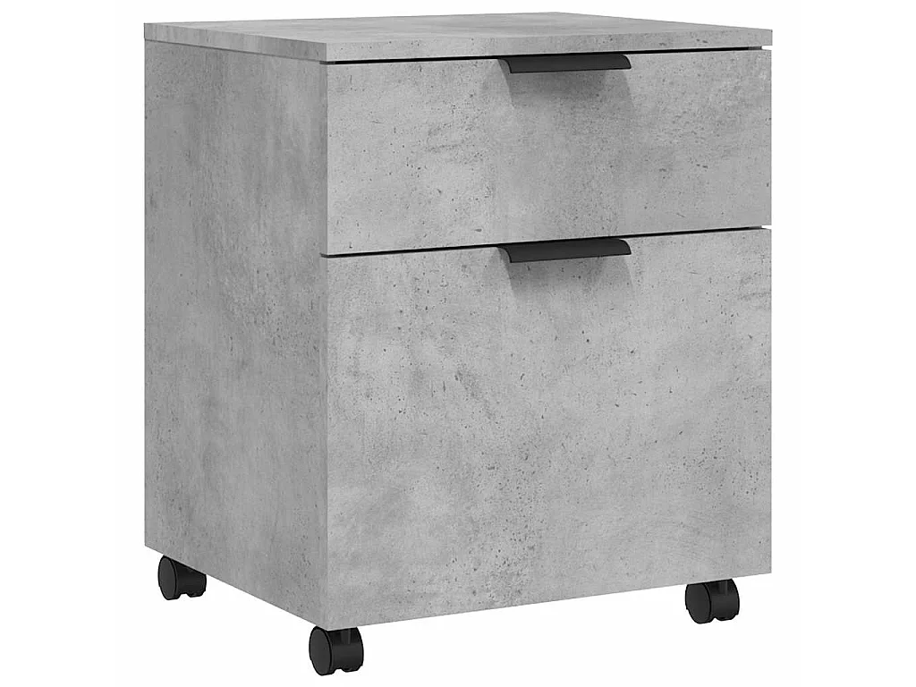 Schedario con Ruote Grigio Cemento 45x38x54cm Legno Multistrato