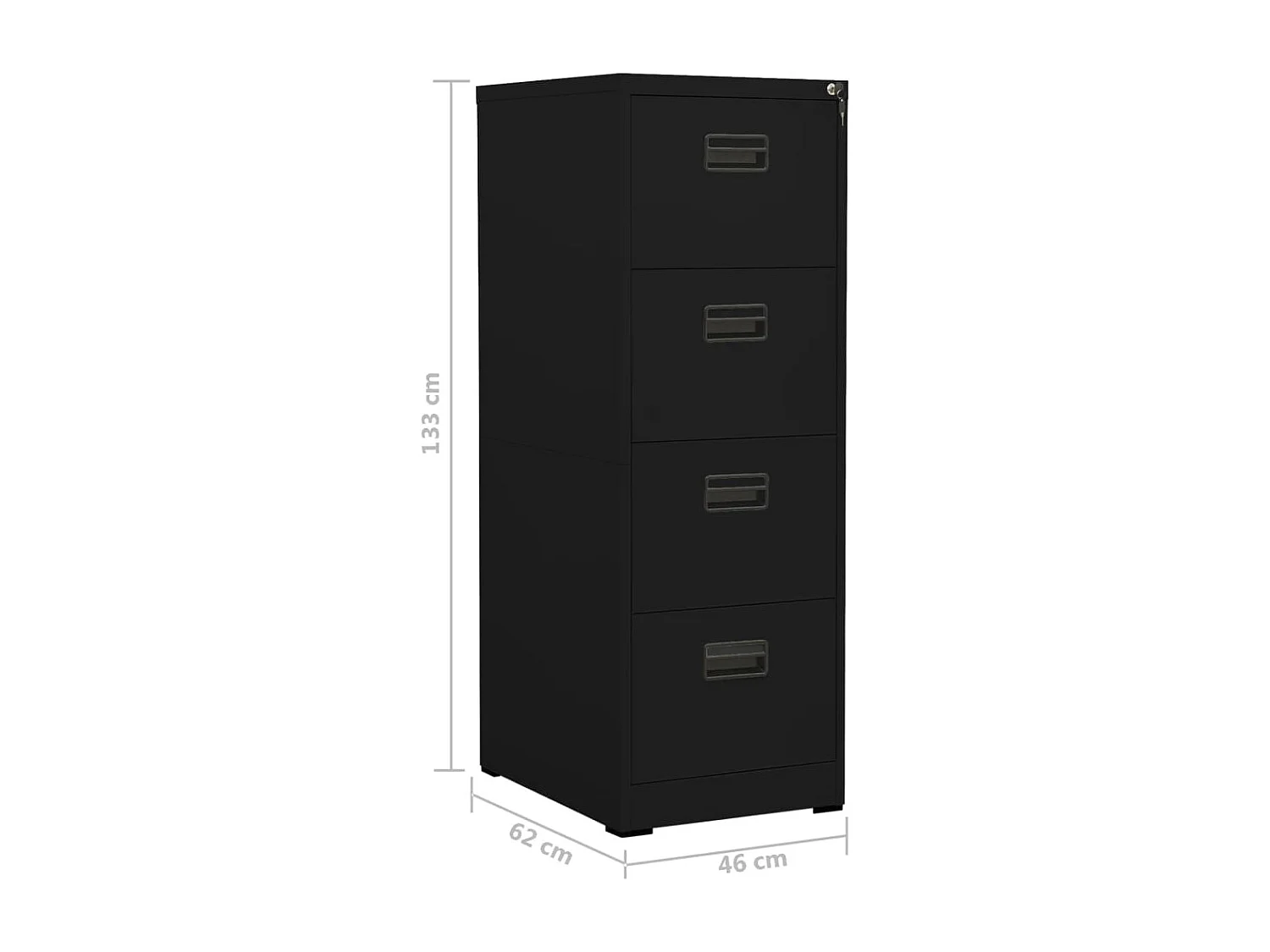 Aktenschrank Schwarz 46x62x133 cm Stahl