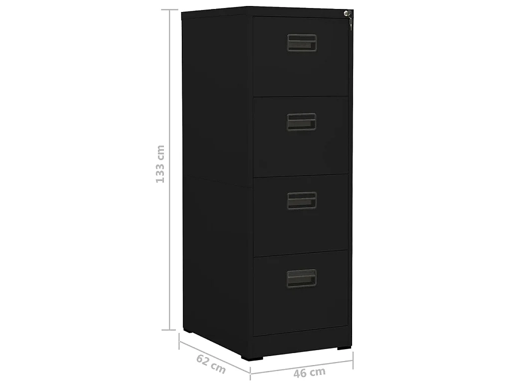 Schedario Nero 46x62x133 cm in Acciaio